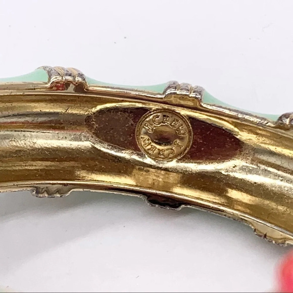 J. Crew Mint Green Gold Hinged Bangle Bracelet - Picture 3 of 3
